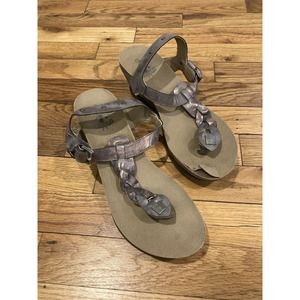 Corky's Hipster Women's Wedge Sandals Thongs Brushed Bronze Size 9